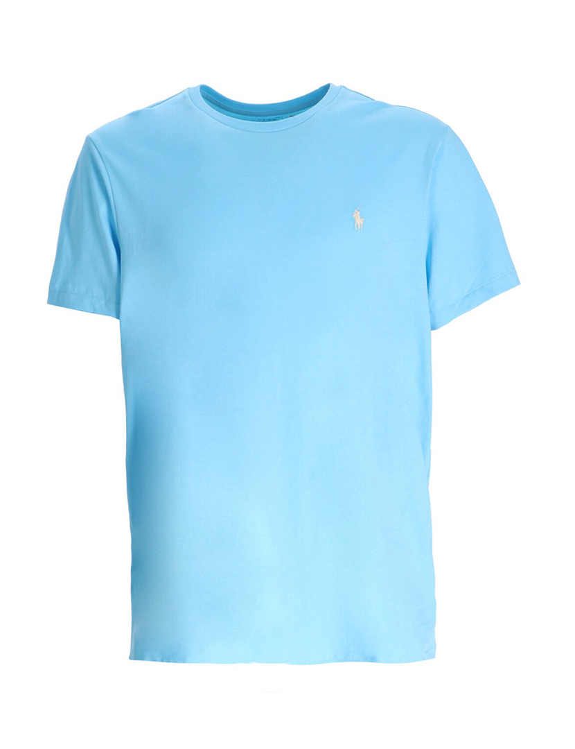 T-Shirt Slim Fit Azul Celeste Logotipo Branco